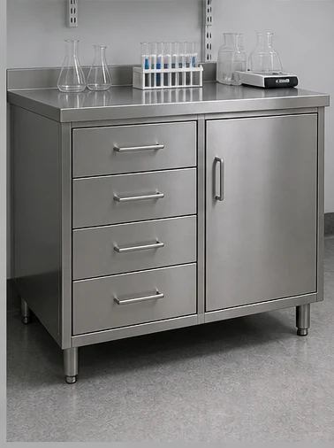 Stainless steel drawer and door cabinet