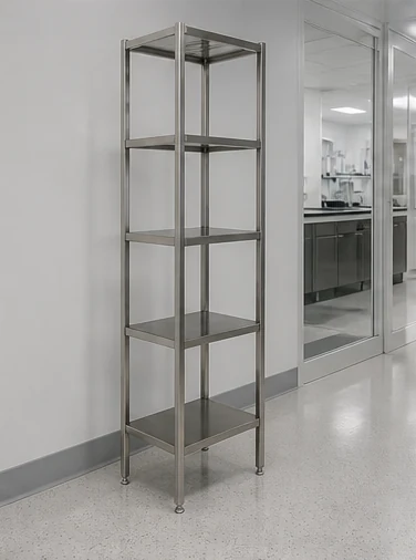 Narrow tall stainless steel rack