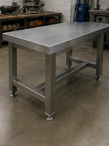 Heavy duty stainless steel fabrication work table